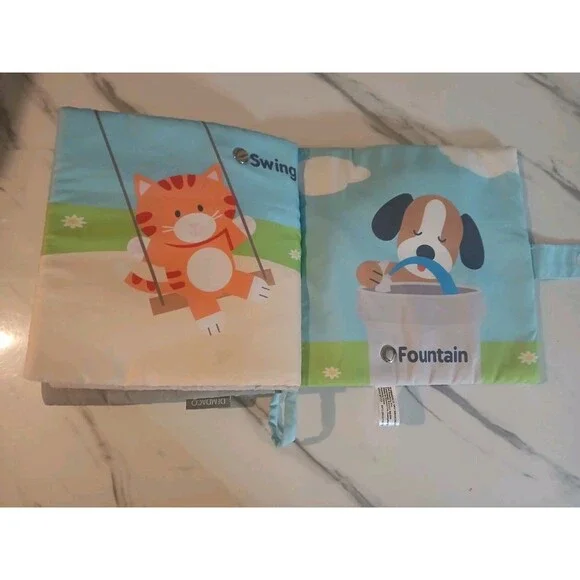 Demdaco Friends At The Park Soft Fabric Plush Book  w/ Sounds Interactive - Picture 5 of 7